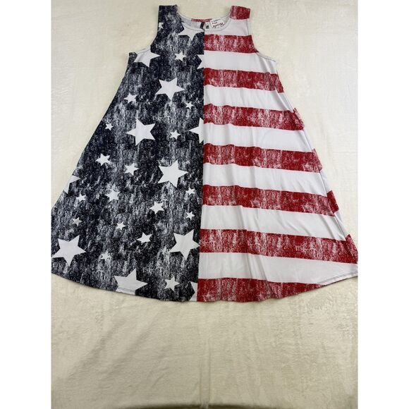Liberty Park Dress Womens Small Sleeveless Patriotic Stars Stripes USA Flag 4th - Picture 1 of 6